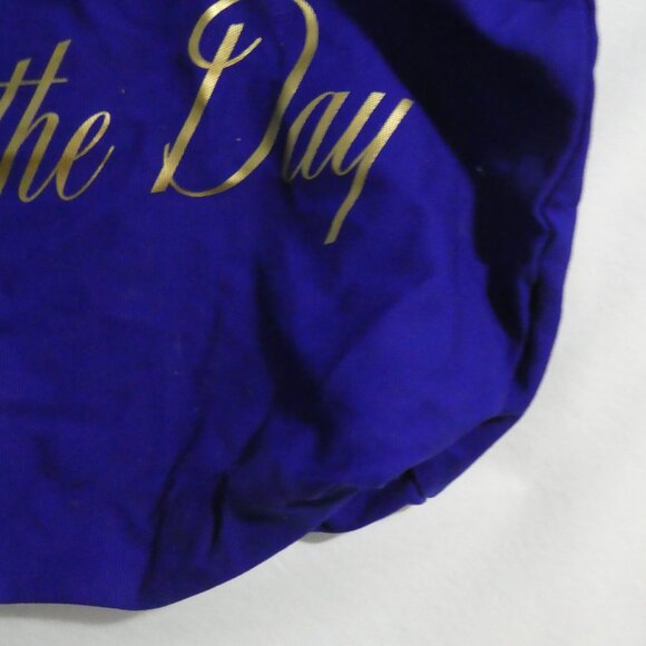 TRINA TURK BEACH TOTE | Blue Corduroy With Gold Seas The Day Print | NWOT - Picture 9 of 16